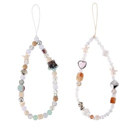 2pcs Starfish Beaded Camera Wrist Straps, Cute Phone Chain Lanyard Starfish Bracelet Charm Women Phone Camera Bag Beach Themed Keychain Decoration Accessories and Gifts