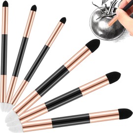 Kosiz 6 Pcs Blending Sponge Pen Double Headed Rub and Buff Washable Sketch Rubbing Sponge Brush Wipe Reusable Blending Stump Drawing Art Blenders for Artist Highlight Shadow Detail Tool (Gold)