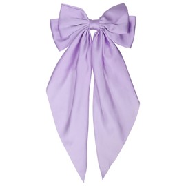 Large Hair Bow, Silky Satin Bowknot Hair Clip, Oversized Long Tail Hair Ribbon Barrette for Women Girls Ponytail Hair Accessories, Purple