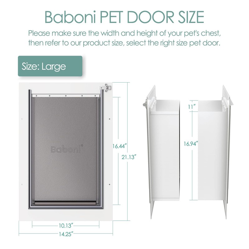 Baboni Pet Door for Wall, Steel Frame and Telescoping Tunnel,