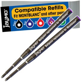 Jaymo Replacement for Montblanc 116218 - Measures 3.875 in / 98 mm Long - Ballpoint Pen Refill - 2 Purple