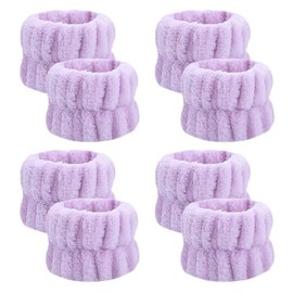 Xinwoxun 8 Pcs Women Face Wash Wristbands Microfiber Wrist Washband Spa Washband Wrist Towels for Washing Face, Prevent Water Running Down The Arms (Purple, A)