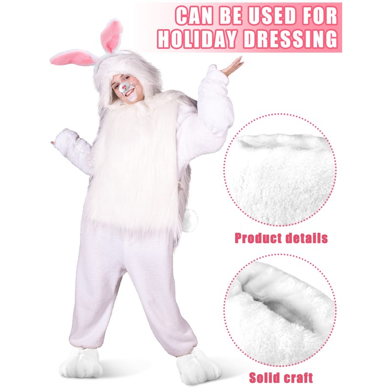 Giegxin 5 Pcs Adult Easter Bunny Costume White Rabbit Costume