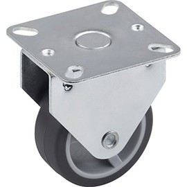 Metafranc fixed castor plate - TPR wheel - soft tread - plain bearing - 40 kg load capacity / transport roller / furniture roller / heavy duty roller / 802800, 5.5 cm