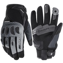 Oumurs Motorcycle Gloves for Men, Touchscreen Cycling Gloves for Outdoor Sports On-Road/Off-Road/Mountain Motorcycle Motorcross Motorbike Dirt Bike Bicycle Racing ATV UTV, Grey, L