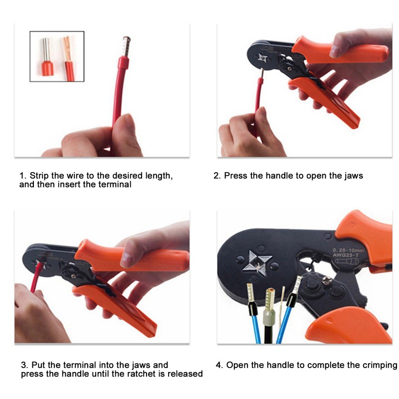 Mini Crimping Stripper Terminal Ratchet Wire SelfAdjusting Industrial Tool Upgraded