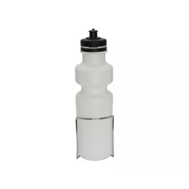 F&R NEW! ABSOLUTE BICYCLE WATER BOTTLE WITH ALLOY CAGE 28OZ IN ALL WHITE.