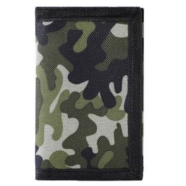 Leyeve wallet,Teen Wallet with Coin Pocket,Kids Wallets for Boys,RFID Trifold Canvas Outdoor Sports Wallet for Kids,Front Pocket Wallet with Magic Sticker-Green camo