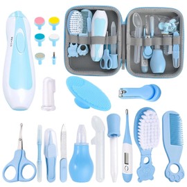 20 en 1 Lima de Uñas para Niños,Mini Molinillo de Uñas Eléctrico Portátil,Bajo Ruido,con Luz Nocturna,Apto para Niños y Adultos (Azul)