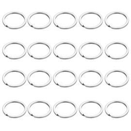 SHUBEIEUMI Pack of 20 key rings, diameter 25 mm, stainless steel key ring, DIY key ring accessories, metal split ring for office, household, car keys