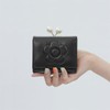 Mariquant Embossed Daisy Pearl Mini Wallet, Black