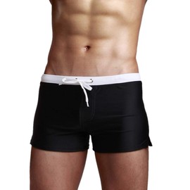 TONLEN Mens Swimwear Short Swim Trunks with Zipper Pocket, Black #2, X-Large