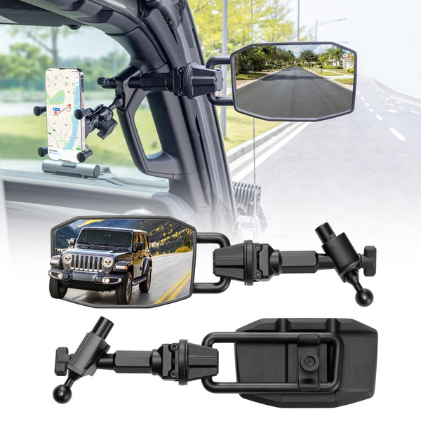 GEVINFA Upgraded Mirrors Doors Off Compatible with Jeep Wrangler JL