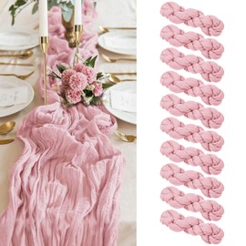 10 Pack Light Pink Cheesecloth Table Runner,10FT Gauze Table Runner Cheesecloth Fabric Semi-Sheer Table Runner for Wedding Reception,Boho Rustic Wedding Party Sheer Bridal Shower Decor