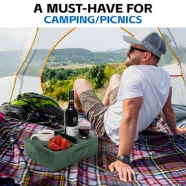 G GOOD GAIN Couch Cup Holder Pillow-Sofa Cup Holder Cozy Buddy | Bed Drink Caddy Holds Tablet, Remote, Snacks | Waterproof Anti-Spill Sofa Beverage Tray for Car, Park, Beach, Picnic, Boat, RV(Green)