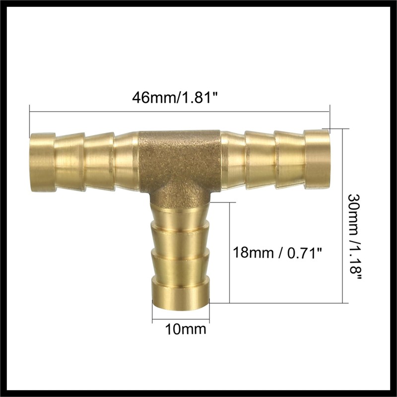 Hihaha 3/8" 10mm Brass Barb Hose Fitting Tee T 3