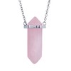 LuckyLy Collar para Mujer de Cuarzo Rosa, Cadena de Acero