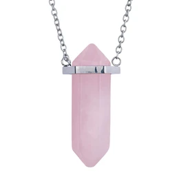 LuckyLy Collar para Mujer de Cuarzo Rosa, Cadena de Acero Inoxidable con Dije de Piedra Natural – Accesorios para Mujer, Regalos para Mujer Originales Cumpleaños y Regalos para Mamá, Modelo Orly
