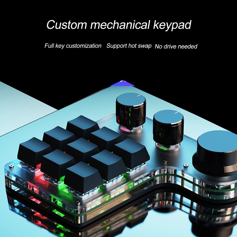 USB Mini Macro Mechanical Gaming Keyboard Programmable 9 Keys 3