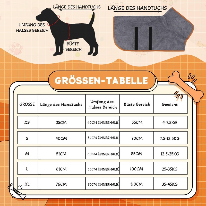 Jostift Microfibre Dog Bathrobe, Bath Towel, Dog Bathrobe, Extra Absorbent,