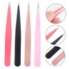 SAFIGLE 4Pcs Stainless Steel Eyebrow Clips Pointed Mouth Eyebrow Tweezers