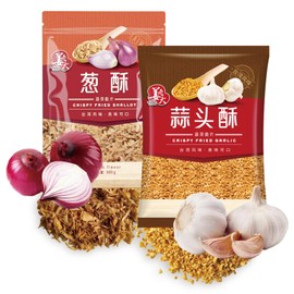 XCVFDVOR Crispy Fried Garlic 5.6oz*1 pack & Onion Crunch 5.6oz*1 pack Crispy Onions Crispy Garlic Suitable for baking cooking and grilling