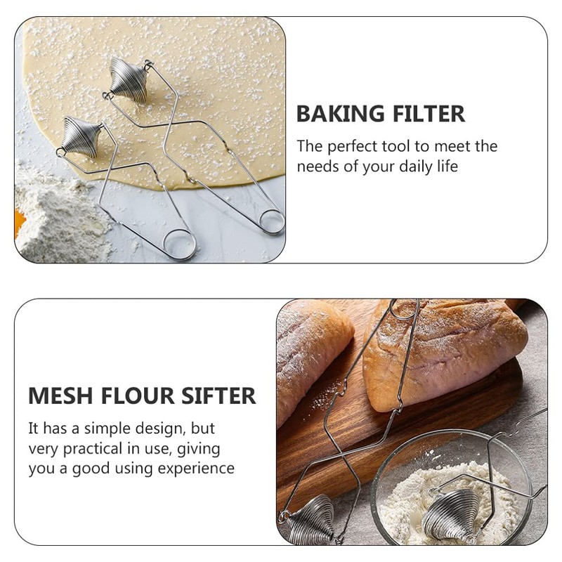 Flour Sifter Net Baking Flour Duster Spring- Action Flour Sieve
