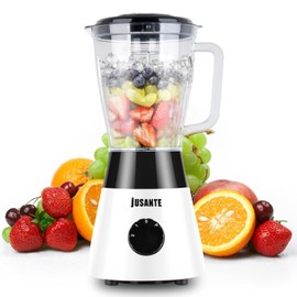 JUSANTE Blender for Smoothies, Small Blender with 500W Motor for Milkshake Desserts Nut Butter, Cocktails Sauces (White)
