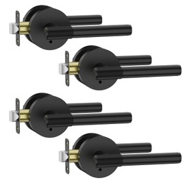 Asidrama 4 Pack Privacy Door Handles with Lock, Black Door Handles Interior for Bedroom or Bathroom, Heavy Duty Door Lever with Reversible Interior Door Handle for Left Right Sided Doors…