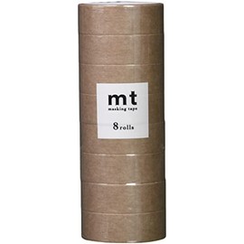 Kamoi Kakoshi MT08P517 Masking Tape, 8 Ps, Width 0.6 inches (15 mm) x 26.6 ft (7 m), 517 Smoky Beige