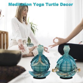 Nagoyuki 2PCS Sea Turtle Yoga Figurines Decorations, Garden Meditating Yoga Turtle Figurine