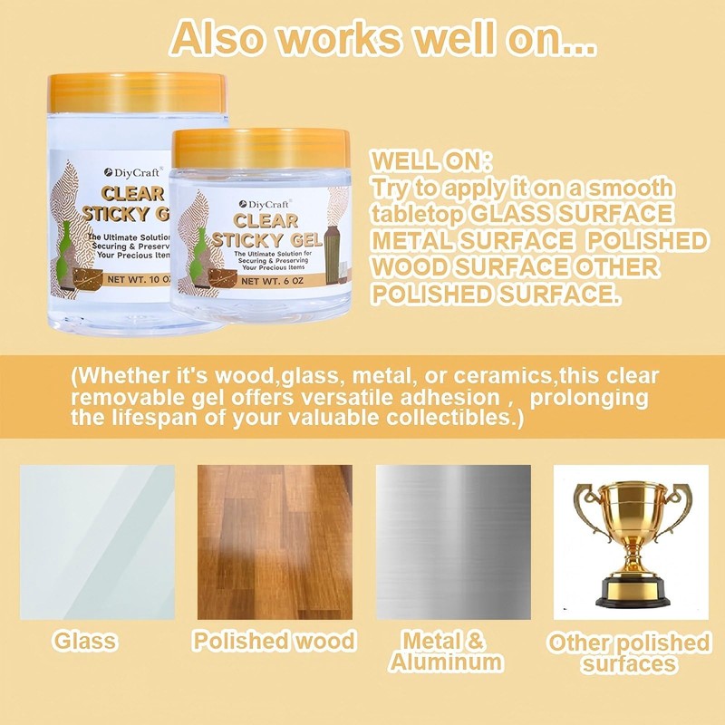 6 oz Clear Sticky Gel for Museum Exhibits, Reusable Putty,