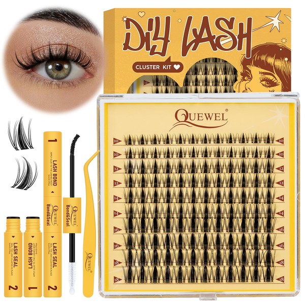 QUEWEL Lash Clusters Kit, 3D Manga Cluster Lashes Kit 10-18mm