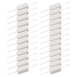 BGTXINGI 25pcs 5W 1ohm 5ohm 10ohm 15ohm 20ohm cement resistors 5% axial line power resistor ceramic cement resistor wire wound solid metal full range resistors kit white