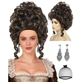Brown Renaissance Wig Rococo Wigs Curly Colonial Baroque Wig