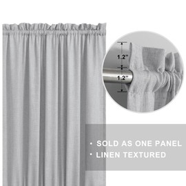 KOUFALL Grey Sidelight Door Curtain 72 Inches Long for Side Light Windows Linen Blend Light Filtering Farmhouse Boho French Door Gray Panels Bonus Adjustable Tie Back 25 x 72 Inch Length 1 Panel