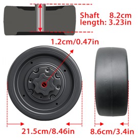 2 Pack 21CM/8.5'' PU Solid Rubber Tire for Power Wheels Go Kart Upgrade,1.2CM/0.47in Aperture Front/Rear Wheel for Car/SUV/UTV/ATV/Go Kart Replacement Parts,Free Coupler (8.5in tires)