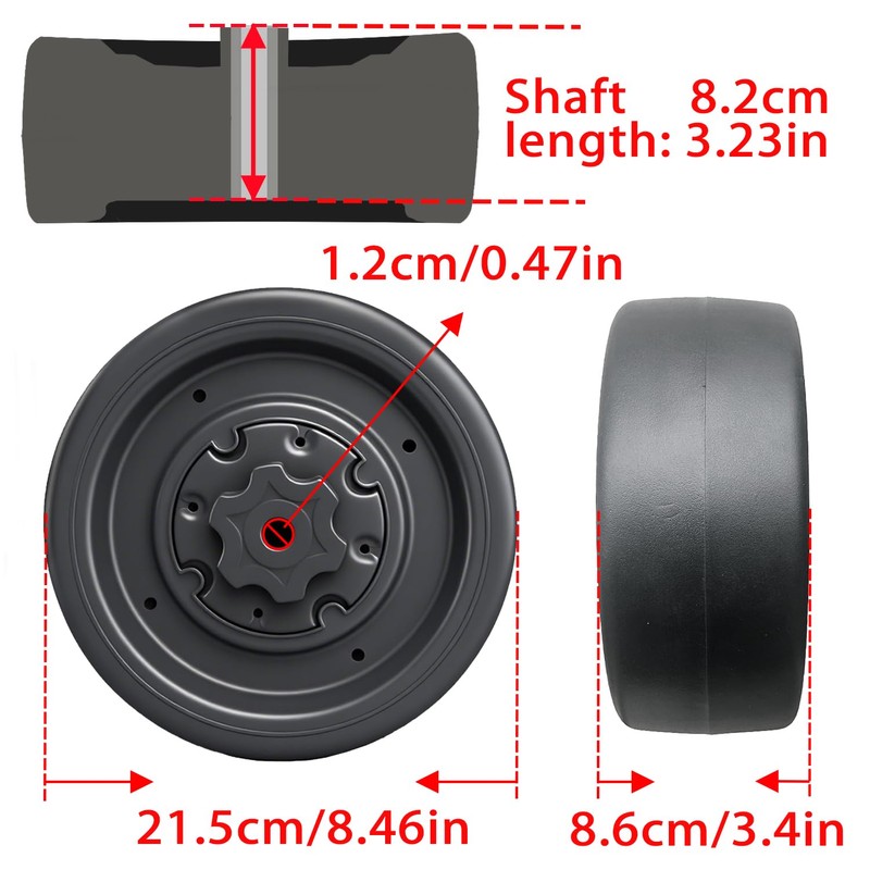 2 Pack 21CM/8.5'' PU Solid Rubber Tire for Power Wheels