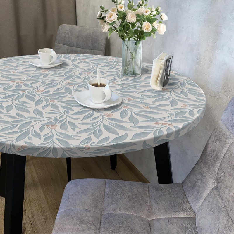 uwdfnwuif Elastic Round Tablecloth Washable Fitted Table Cover for Indoor