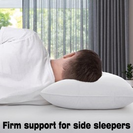 Medium Firm Bed Pillows Queen Size Set of 2 Side Sleeper Pillow for Adults Back Sleeping Hotel Plush Thick White 20x30 inches