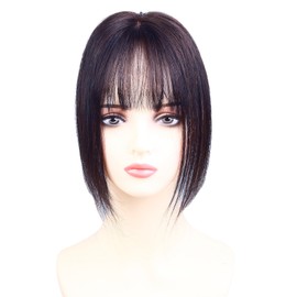 YOYO 部分ウィッグ 人毛 総手植え 100%レミーヘア リアル 人工頭皮 バージンヘア 分け目 自然 頭頂部ウィッグ レディース ヘアピース ポイントウィッグ 薄毛 白髪隠し 増毛 小顔効果 ネットサイズ7×10cm (自然色, 25cm)