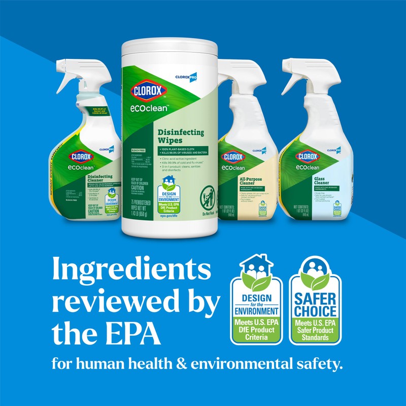 CloroxPro Clorox EcoClean Disinfecting Wipes, 75 Count, Pack of 3