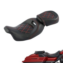 Rider and Passenger Seat 2-Up Motorcycle Low Pofile Seat Fit For Harley 2009-2023 Touring Road King Road Glide Street Glide Electra Glide Ultra Classic