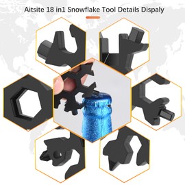 Aitsite 18 in 1 Snowflake Multi Tool Portable Stainless Steel Multi Opener Tool Ideal Gadgets Gift for Travel Camping Adventure Daily Kit with Gift Box