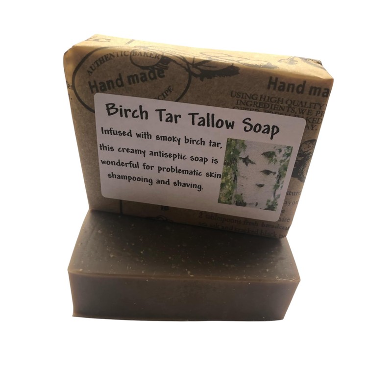 Birch Tar Tallow Soap/Shaving Soap/Shampoo soap/Problematic Skin Soap/Handmade/Beef Tallow Soap/body