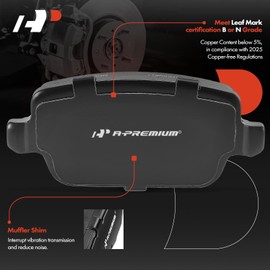 A-Premium Rear Ceramic Disc Brake Pads Set Compatible with Volvo and Land Rover Models -S80 2007-2008, LR2 2008-2013, 4 Pcs