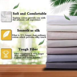 Bed Sheet Set King Size Sheets 4 Pieces, 600 Thread Count 100% Supima Cotton Sheets, Soft & Silk Sateen Weave, Fits Mattress Up to 18'' ,Deep Pocket, Breathable & Fade Resistant