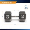 Marcy 80lb Cast Iron Hex Dumbbell, Single, IV-2080