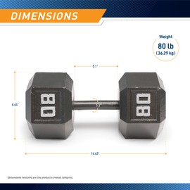 Marcy 80lb Cast Iron Hex Dumbbell, Single, IV-2080