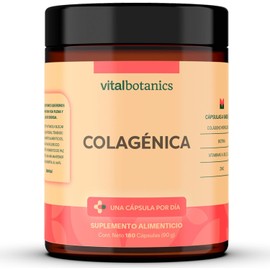 Biotina Pura + Colageno Hidrolizado con 180 capsulas [6 meses] con Biotina, Colágeno, Zinc y Vitaminas A, B5, C, D y E. VitalBotanics. Suplemento Vitaminas Mujer. Hydrolyzed Collagen + Biotin